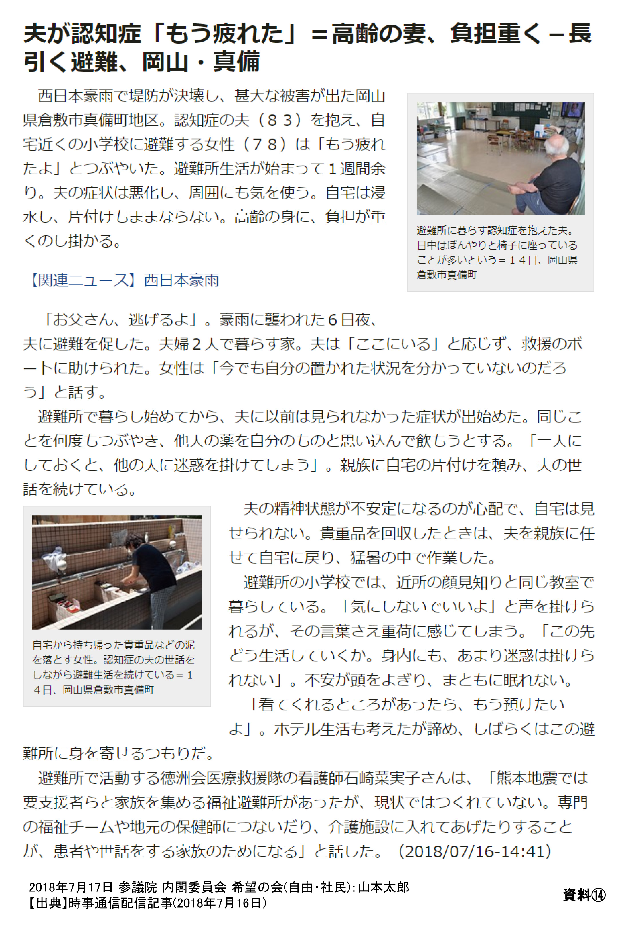 山本太郎 れいわ新選組代表 衆議院議員 オフィシャルサイト 2018 07 17 内閣委員会 ケチるな 金出せ ニューディール